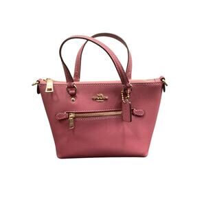 NWT Coach Mini Gallery Tote/ Crossbody Leather Zipper Closure Logo Bag Tag Pink